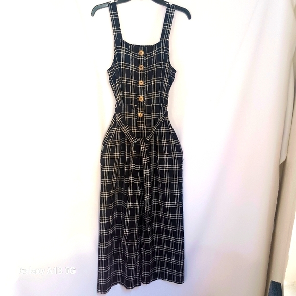 American Eagle Women's Plaid Wide Leg Jumpsuit Sz M - Picture 2 of 10